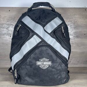 Harley Davidson Black Camo Steel Cable Reflective Padded Biker Moto Backpack